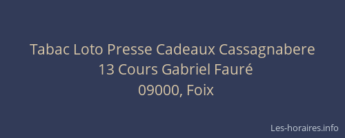 Tabac Loto Presse Cadeaux Cassagnabere