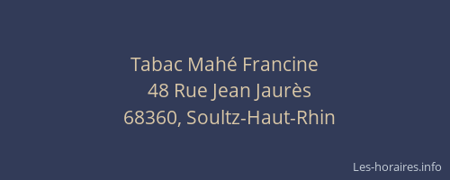 Tabac Mahé Francine