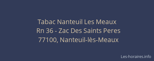Tabac Nanteuil Les Meaux
