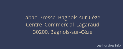 Tabac  Presse  Bagnols-sur-C&egrave;ze