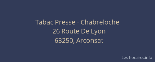 Tabac Presse - Chabreloche