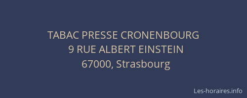TABAC PRESSE CRONENBOURG