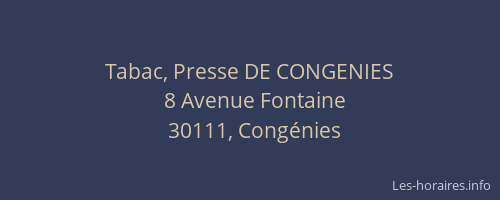 Tabac, Presse DE CONGENIES