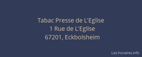 Tabac Presse de L'Eglise