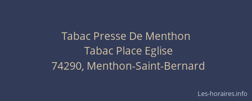 Tabac Presse De Menthon