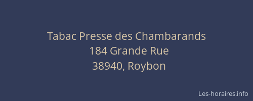 Tabac Presse des Chambarands