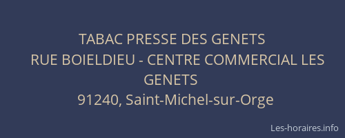 TABAC PRESSE DES GENETS