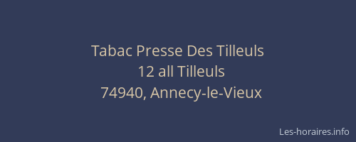 Tabac Presse Des Tilleuls