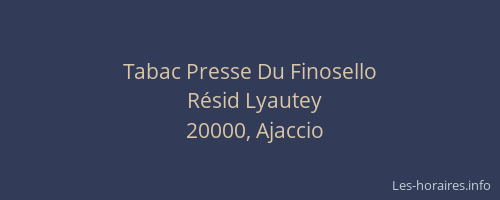 Tabac Presse Du Finosello