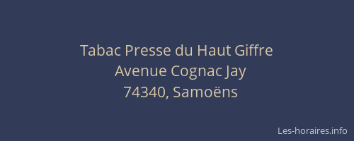 Tabac Presse du Haut Giffre