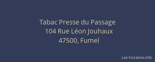 Tabac Presse du Passage