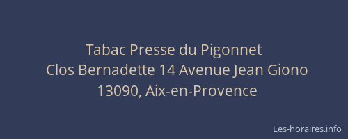 Tabac Presse du Pigonnet
