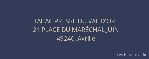 TABAC PRESSE DU VAL D'OR
