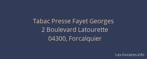 Tabac Presse Fayet Georges