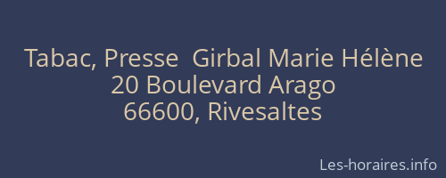 Tabac, Presse  Girbal Marie Hélène