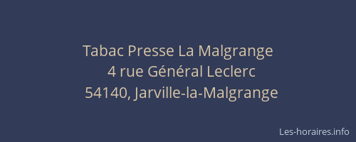 Tabac Presse La Malgrange
