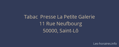 Tabac  Presse La Petite Galerie