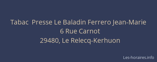 Tabac  Presse Le Baladin Ferrero Jean-Marie
