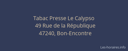 Tabac Presse Le Calypso