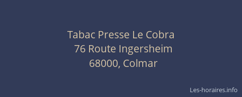 Tabac Presse Le Cobra