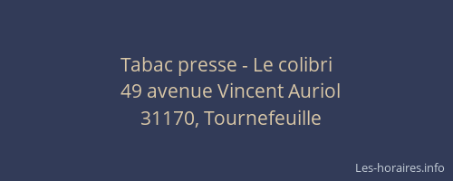 Tabac presse - Le colibri