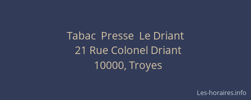 Tabac  Presse  Le Driant