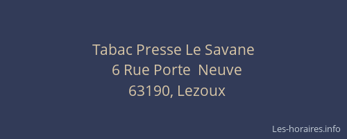 Tabac Presse Le Savane