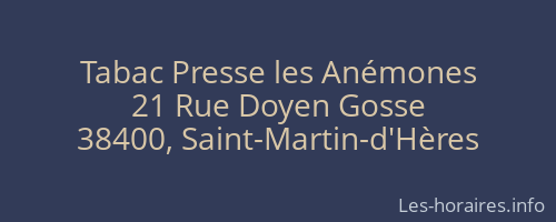 Tabac Presse les Anémones