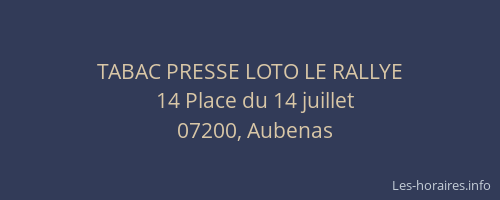 TABAC PRESSE LOTO LE RALLYE