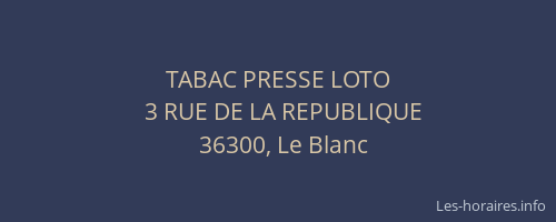 TABAC PRESSE LOTO