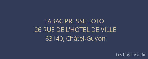 TABAC PRESSE LOTO