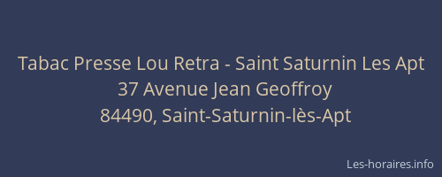 Tabac Presse Lou Retra - Saint Saturnin Les Apt