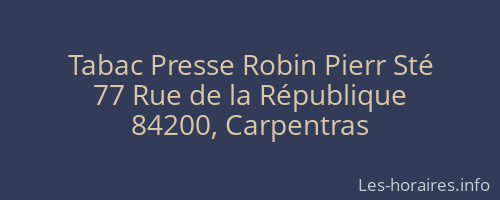 Tabac Presse Robin Pierr Sté