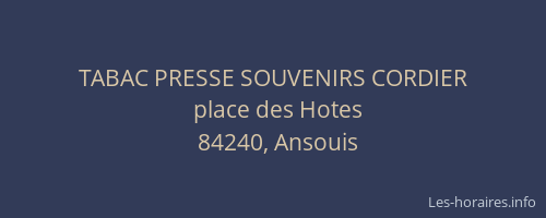 TABAC PRESSE SOUVENIRS CORDIER