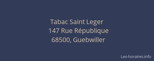 Tabac Saint Leger