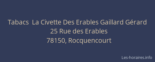 Tabacs  La Civette Des Erables Gaillard G&eacute;rard