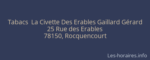 Tabacs  La Civette Des Erables Gaillard Gérard