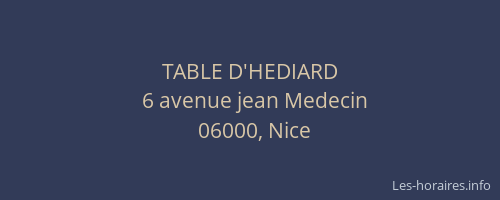 TABLE D'HEDIARD