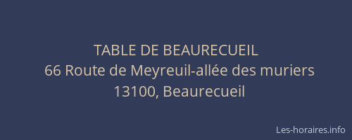 TABLE DE BEAURECUEIL
