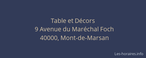 Table et Décors