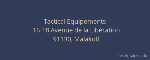 Tactical Equipements