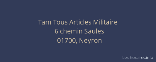 Tam Tous Articles Militaire