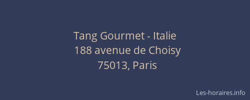 Tang Gourmet - Italie