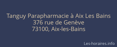 Tanguy Parapharmacie à Aix Les Bains