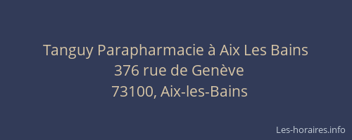 Tanguy Parapharmacie à Aix Les Bains