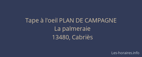 Tape à l'oeil PLAN DE CAMPAGNE