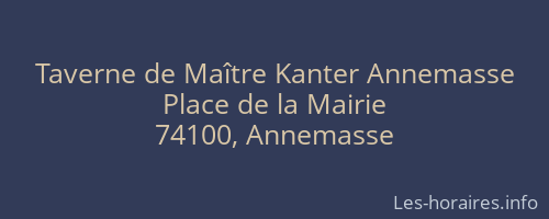 Taverne de Maître Kanter Annemasse