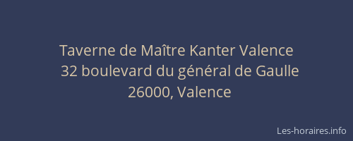 Taverne de Maître Kanter Valence