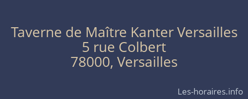 Taverne de Maître Kanter Versailles