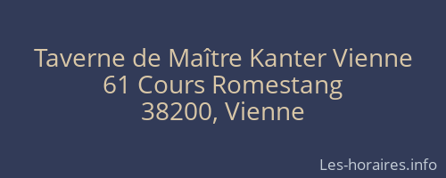 Taverne de Maître Kanter Vienne